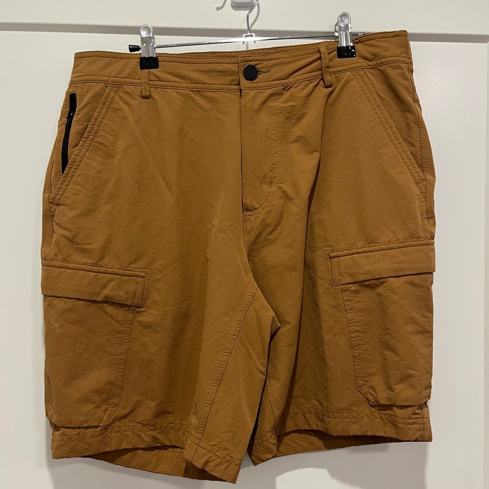 01.ALGO Performance Cargo Shorts Mens 32 Brown Cordura Nylon Stretch Hiking 4195